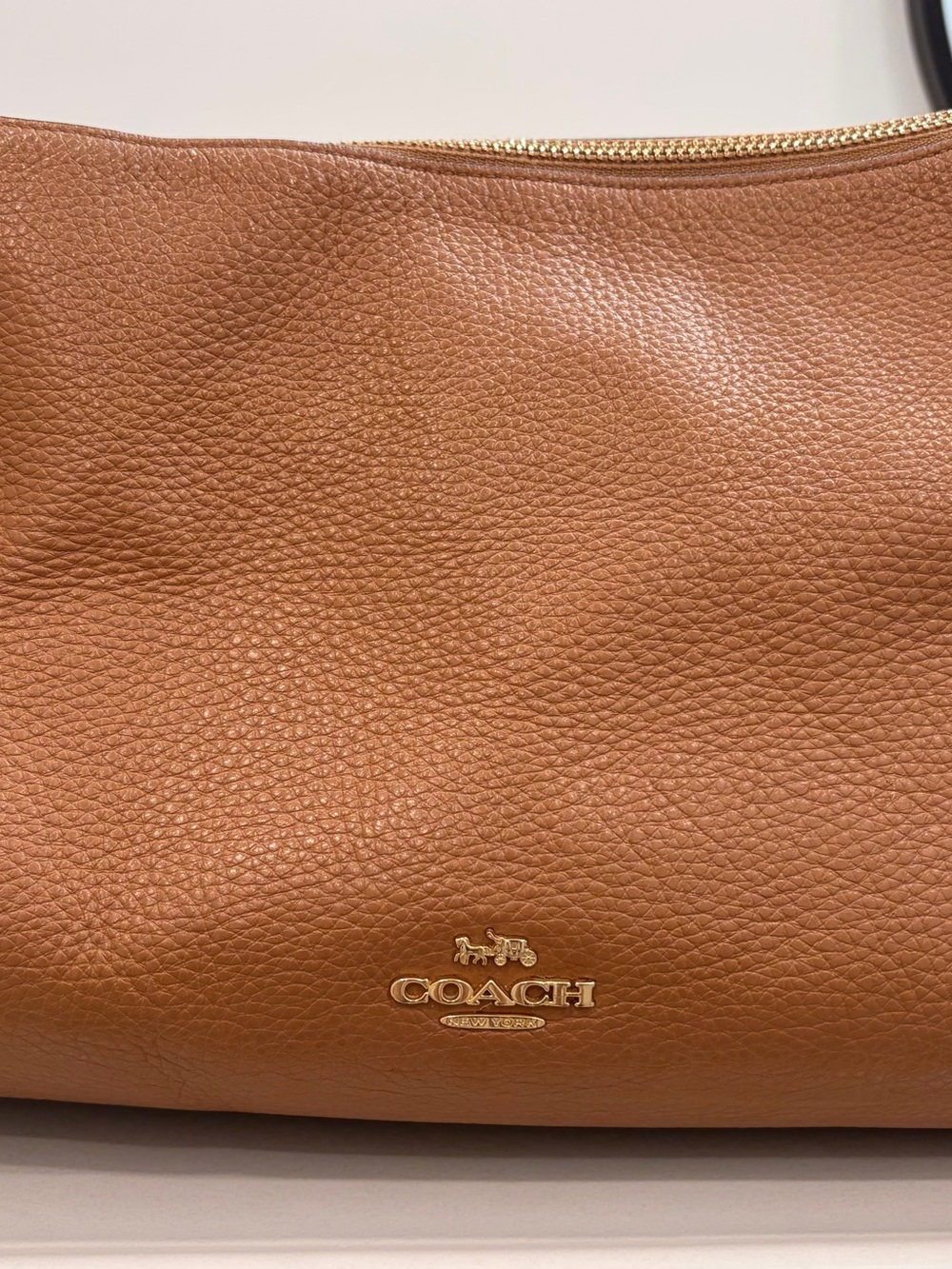 Coach Camel Tan Brown Pebbled Leather Hobo Shoulder Bag